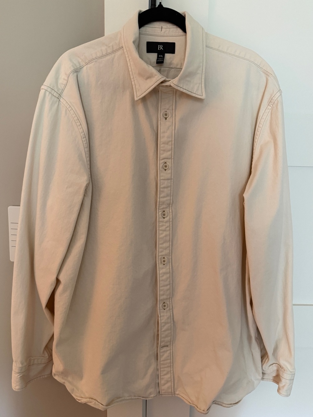 Banana Republic Men XXL Standard Fit Cream Ivory 100% Cotton Button Down Shirt